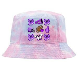 Purple Cheer Coquette Football Mom Tie-Dyed Bucket Hat