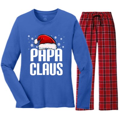 Papa Claus Christmas Pajama Family Xmas Papa Funny Santa Dad Cute Gift Women's Long Sleeve Flannel Pajama Set 