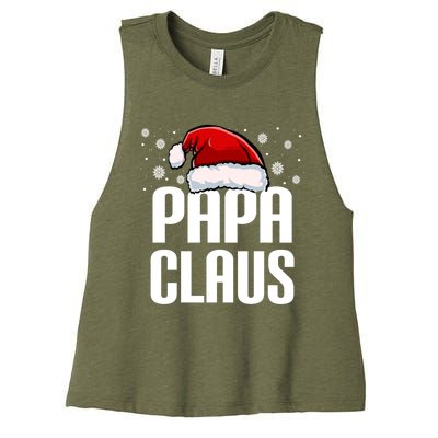 Papa Claus Christmas Pajama Family Xmas Papa Funny Santa Dad Cute Gift Women's Racerback Cropped Tank