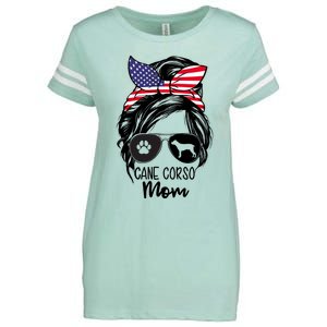 Proud Cane Corso Mom Messy Bun 4th of July Cane Corso Mom Enza Ladies Jersey Football T-Shirt