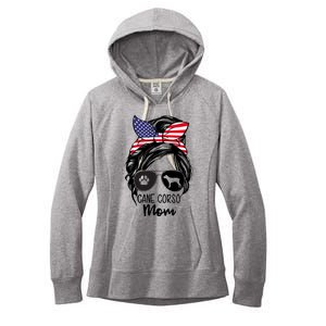 Proud Cane Corso Mom Messy Bun 4th of July Cane Corso Mom Women's Fleece Hoodie