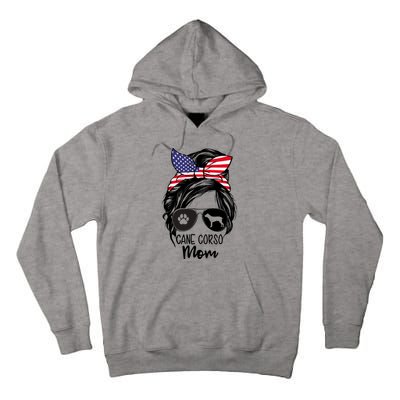 Proud Cane Corso Mom Messy Bun 4th of July Cane Corso Mom Tall Hoodie