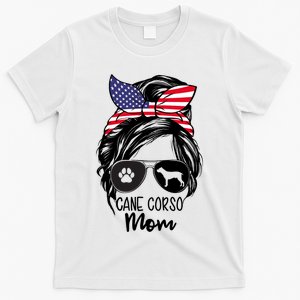 Proud Cane Corso Mom Messy Bun 4th of July Cane Corso Mom T-Shirt