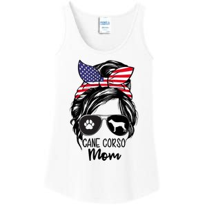 Proud Cane Corso Mom Messy Bun 4th of July Cane Corso Mom Ladies Essential Tank