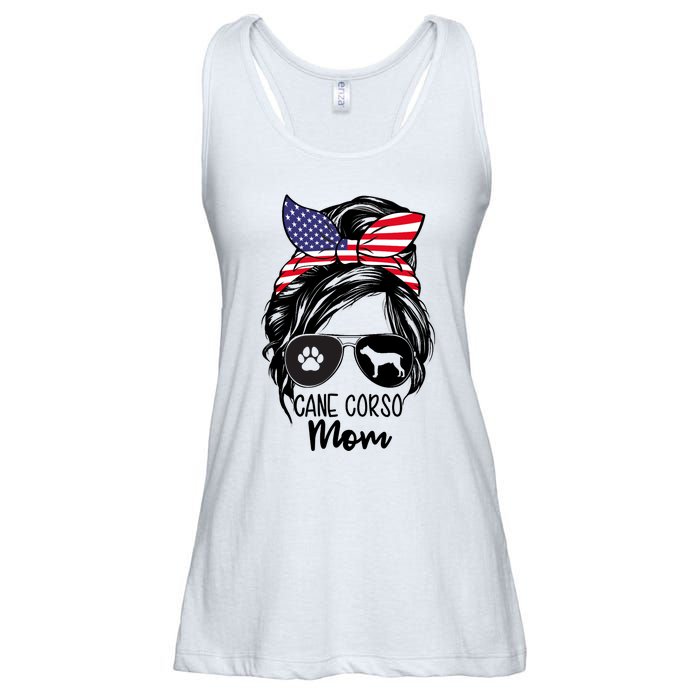 Proud Cane Corso Mom Messy Bun 4th of July Cane Corso Mom Ladies Essential Flowy Tank