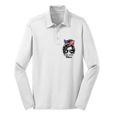 Proud Cane Corso Mom Messy Bun 4th of July Cane Corso Mom Silk Touch Performance Long Sleeve Polo