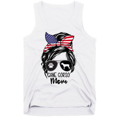 Proud Cane Corso Mom Messy Bun 4th of July Cane Corso Mom Tank Top