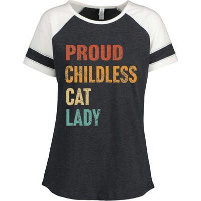 Proud Childless Cat Lady Karma Gift Enza Ladies Jersey Colorblock Tee