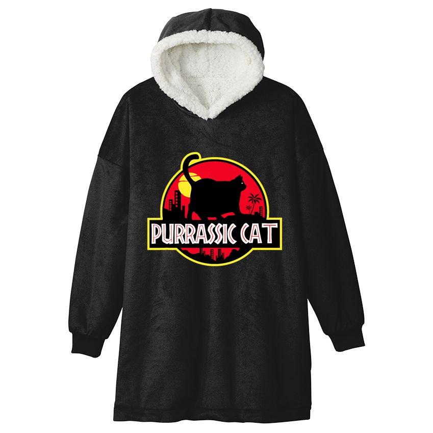 Purrassic Cat Chonk Oh Lawd For Cat Dad Cat Hooded Wearable Blanket