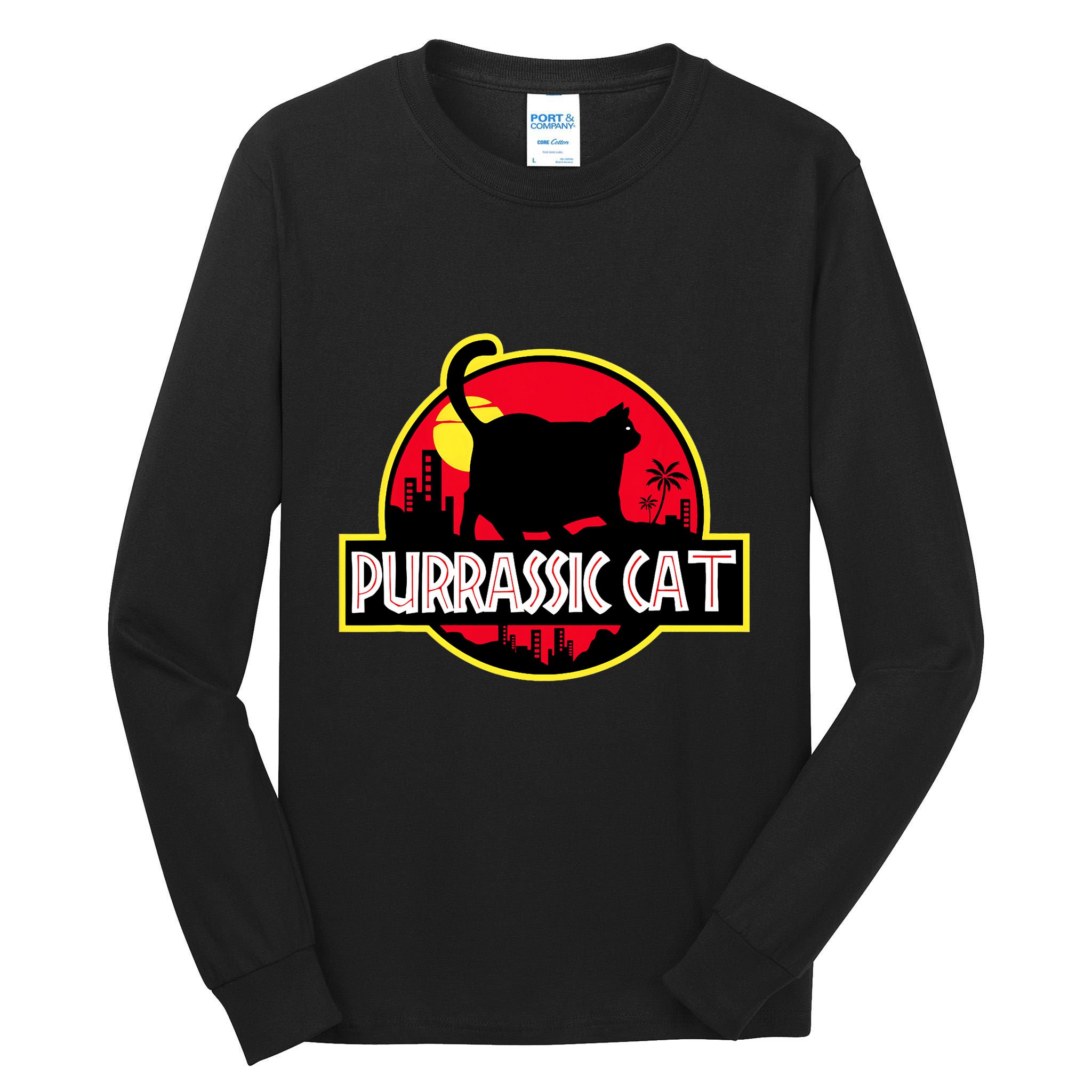 Purrassic Cat Chonk Oh Lawd For Cat Dad Cat Tall Long Sleeve T-Shirt