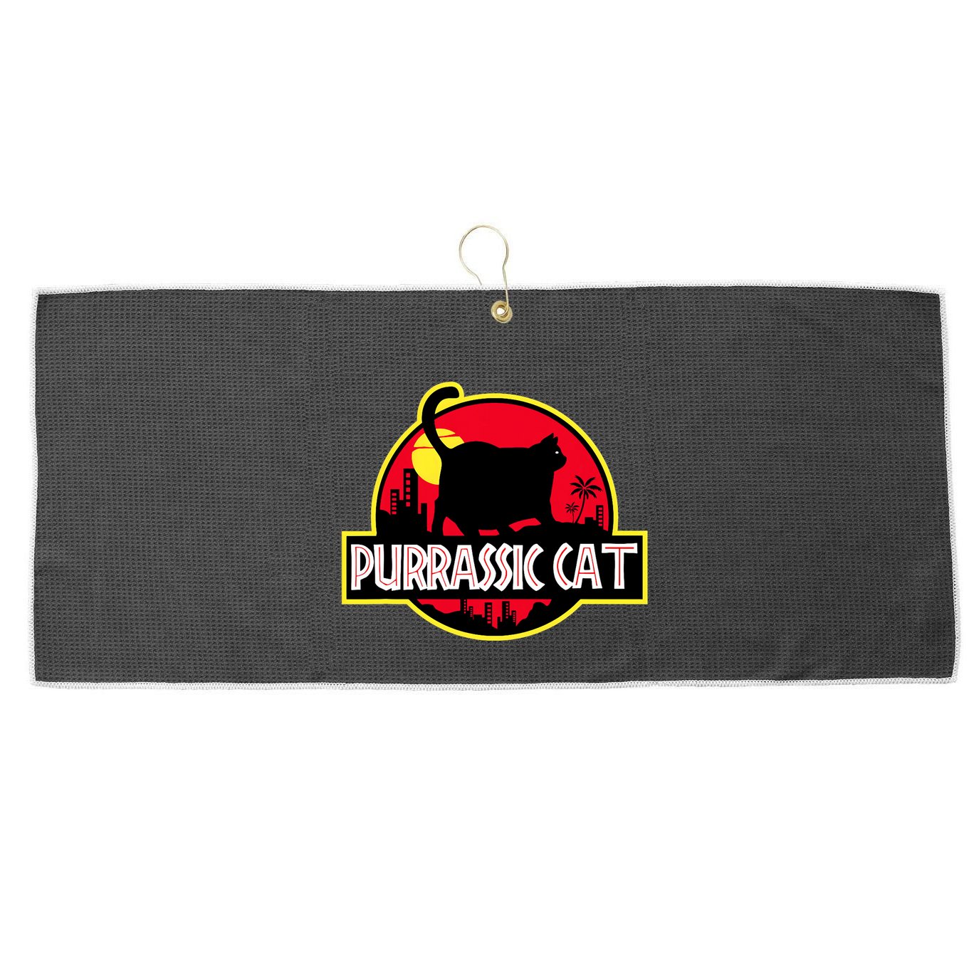 Purrassic Cat Chonk Oh Lawd For Cat Dad Cat Large Microfiber Waffle Golf Towel