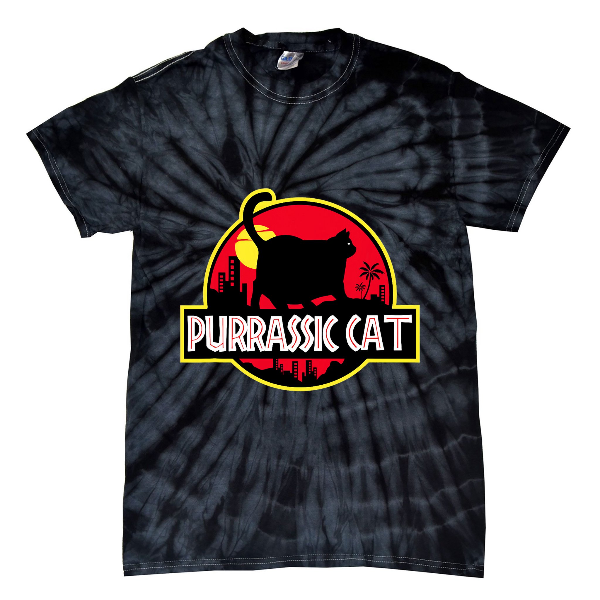 Purrassic Cat Chonk Oh Lawd For Cat Dad Cat Tie-Dye T-Shirt