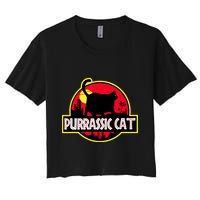 Purrassic Cat Chonk Oh Lawd For Cat Dad Cat Women's Crop Top Tee