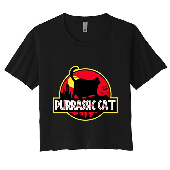 Purrassic Cat Chonk Oh Lawd For Cat Dad Cat Women's Crop Top Tee