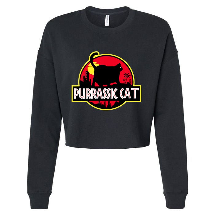 Purrassic Cat Chonk Oh Lawd For Cat Dad Cat Cropped Pullover Crew