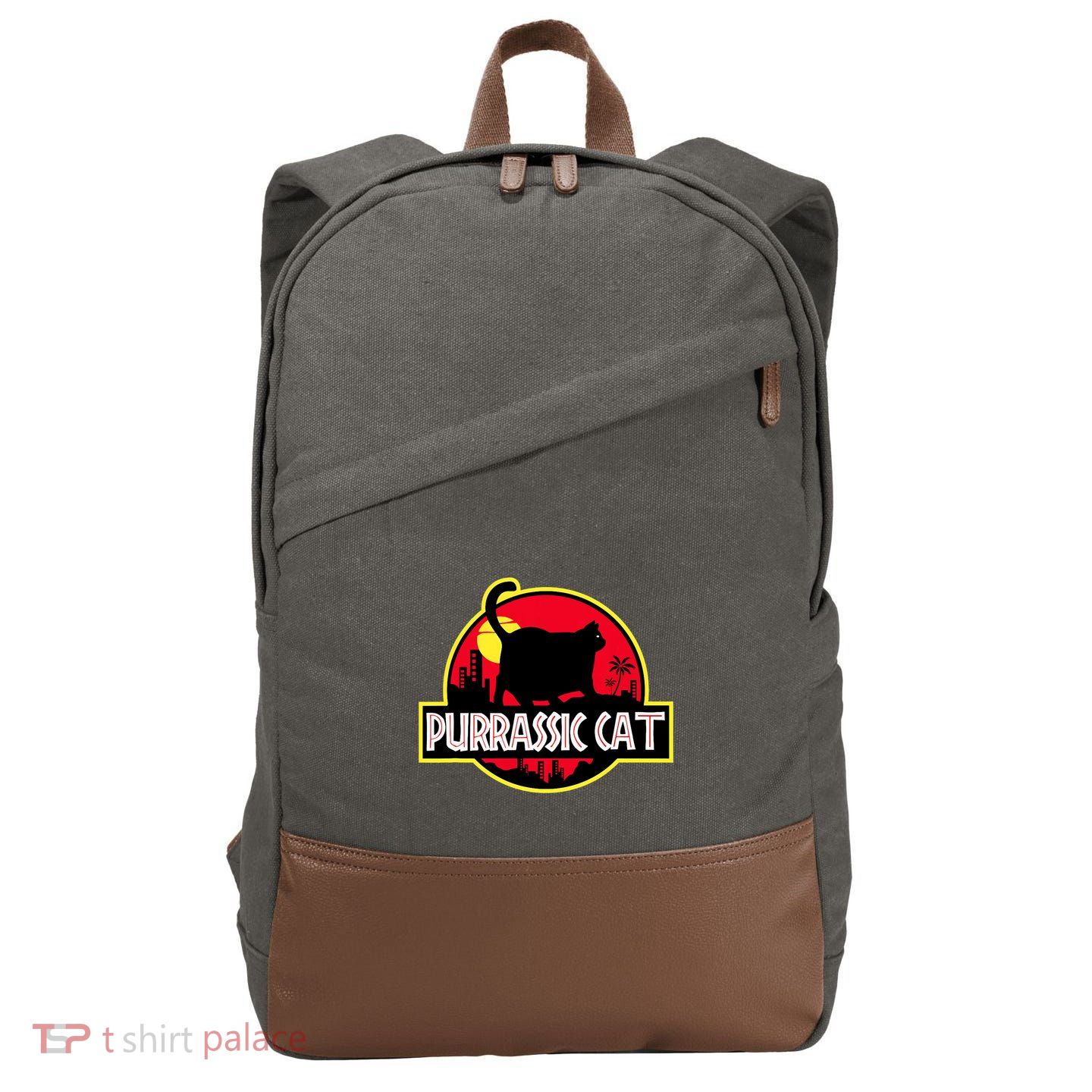 Purrassic Cat Chonk Oh Lawd For Cat Dad Cat Cotton Canvas Backpack