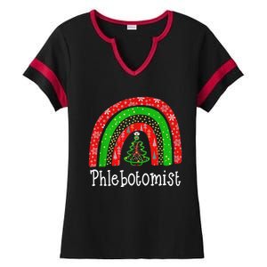 Phlebotomist Christmas Cute Rainbow Stethoscope Tree Xmas Gift Ladies Halftime Notch Neck Tee