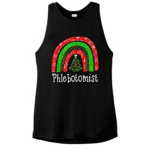 Phlebotomist Christmas Cute Rainbow Stethoscope Tree Xmas Gift Ladies PosiCharge Tri-Blend Wicking Tank