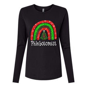 Phlebotomist Christmas Cute Rainbow Stethoscope Tree Xmas Gift Womens Cotton Relaxed Long Sleeve T-Shirt