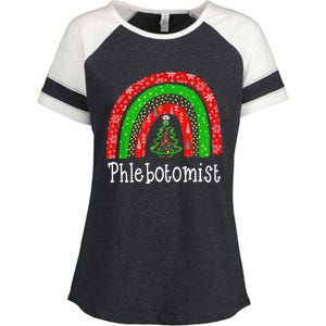 Phlebotomist Christmas Cute Rainbow Stethoscope Tree Xmas Gift Enza Ladies Jersey Colorblock Tee