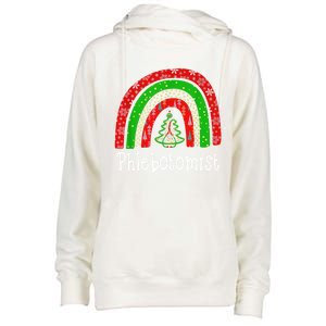 Phlebotomist Christmas Cute Rainbow Stethoscope Tree Xmas Gift Womens Funnel Neck Pullover Hood