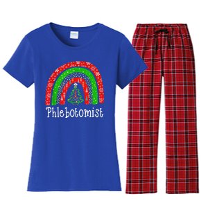 Phlebotomist Christmas Cute Rainbow Stethoscope Tree Xmas Gift Women's Flannel Pajama Set