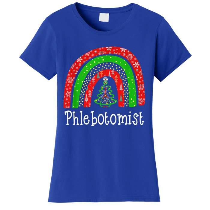 Phlebotomist Christmas Cute Rainbow Stethoscope Tree Xmas Gift Women's T-Shirt