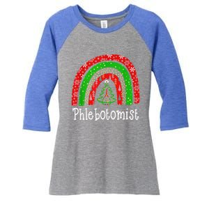 Phlebotomist Christmas Cute Rainbow Stethoscope Tree Xmas Gift Women's Tri-Blend 3/4-Sleeve Raglan Shirt