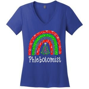 Phlebotomist Christmas Cute Rainbow Stethoscope Tree Xmas Gift Women's V-Neck T-Shirt