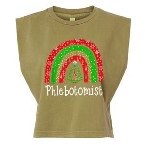 Phlebotomist Christmas Cute Rainbow Stethoscope Tree Xmas Gift Garment-Dyed Women's Muscle Tee