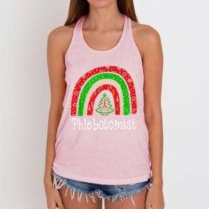 Phlebotomist Christmas Cute Rainbow Stethoscope Tree Xmas Gift Women's Knotted Racerback Tank