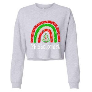 Phlebotomist Christmas Cute Rainbow Stethoscope Tree Xmas Gift Cropped Pullover Crew