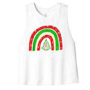 Phlebotomist Christmas Cute Rainbow Stethoscope Tree Xmas Gift Women's Racerback Cropped Tank