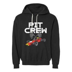 Pit Crew Checkered Flag Race Car Driver Racing Racer Gift Garment-Dyed Fleece Hoodie