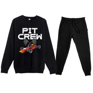 Pit Crew Checkered Flag Race Car Driver Racing Racer Gift Premium Crewneck Sweatsuit Set