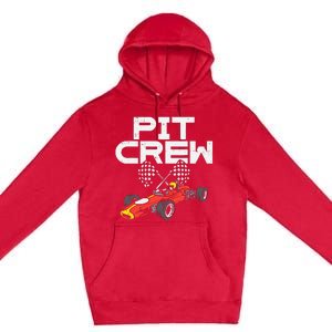 Pit Crew Checkered Flag Race Car Driver Racing Racer Gift Premium Pullover Hoodie