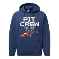 Pit Crew Checkered Flag Race Car Driver Racing Racer Gift Performance Fleece Hoodie