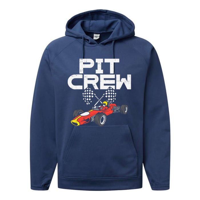 Pit Crew Checkered Flag Race Car Driver Racing Racer Gift Performance Fleece Hoodie