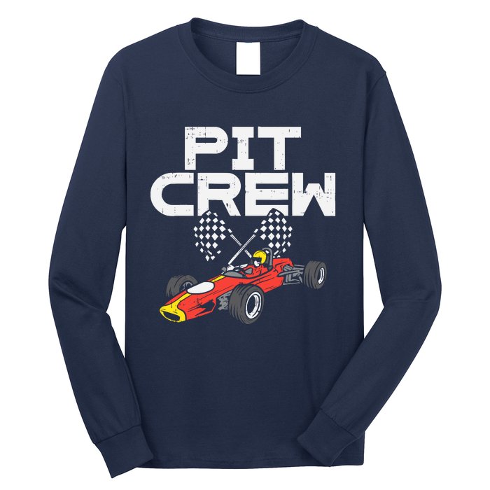 Pit Crew Checkered Flag Race Car Driver Racing Racer Gift Long Sleeve Shirt