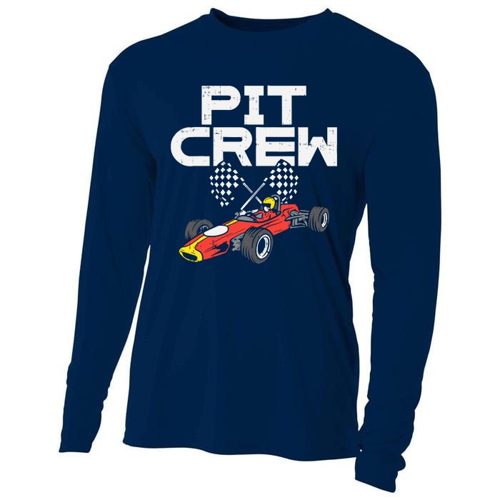 Pit Crew Checkered Flag Race Car Driver Racing Racer Gift Cooling Performance Long Sleeve Crew