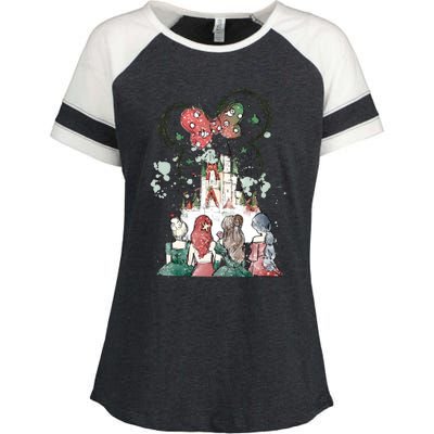 Princess Castle Christmas Merry Xmas Enza Ladies Jersey Colorblock Tee