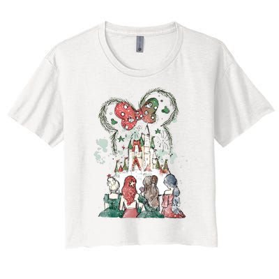 Princess Castle Christmas Merry Xmas Women's Crop Top Tee