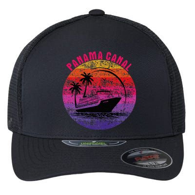 Panama Canal Cruise Retro Sunset Family Reunion Flexfit Unipanel Trucker Cap