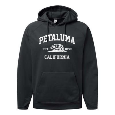 Petaluma California CA vintage state Athletic style Performance Fleece Hoodie