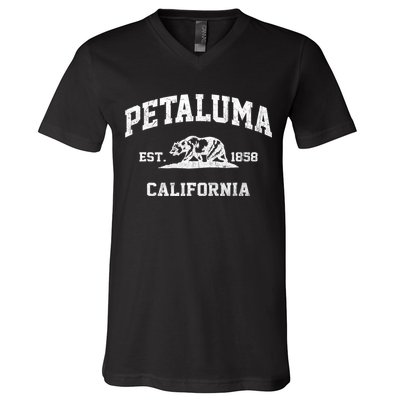 Petaluma California CA vintage state Athletic style V-Neck T-Shirt