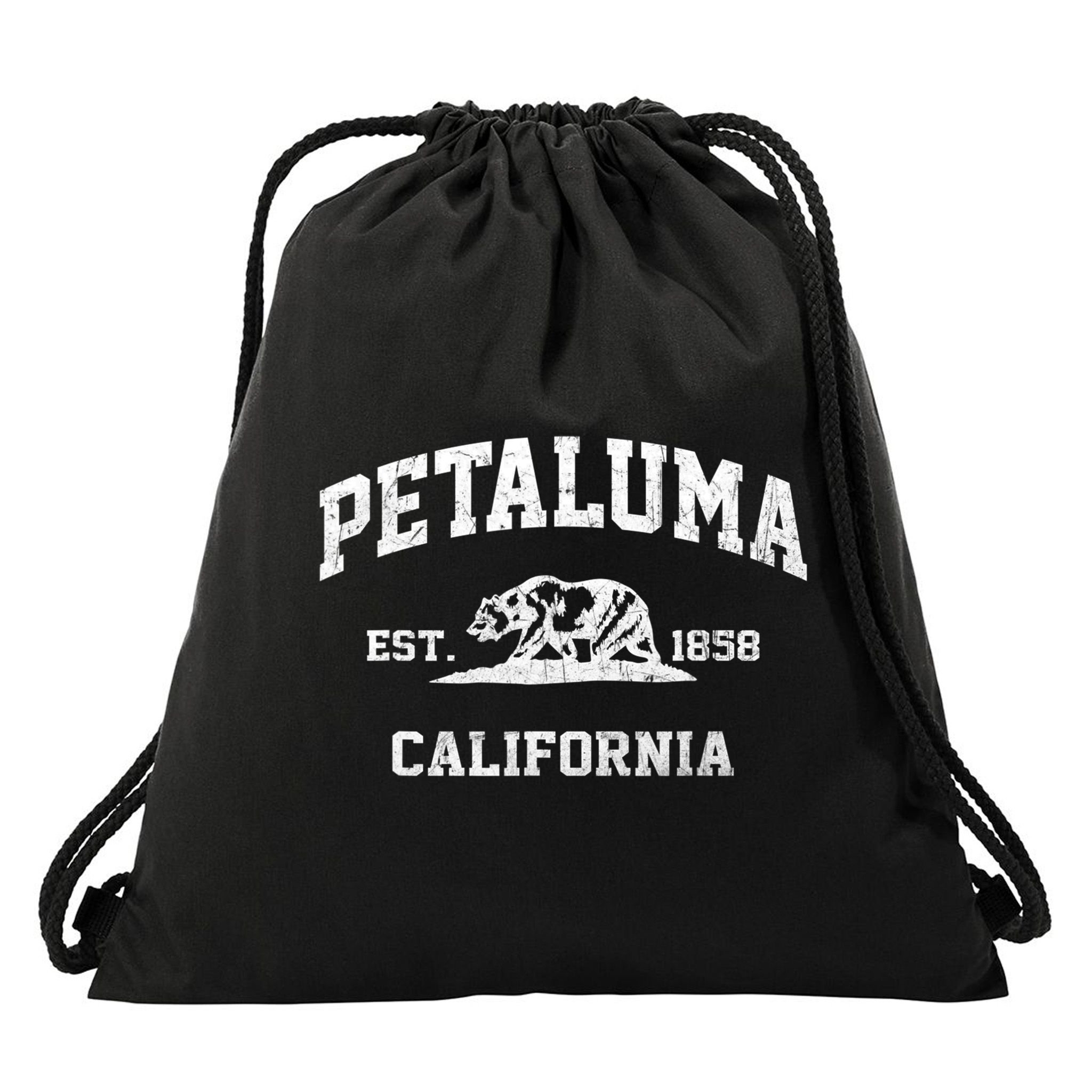 Petaluma California CA vintage state Athletic style Drawstring Bag