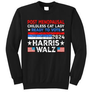 Postmenopausal Childless Cat Lady Ready To Vote Kamala Sweatshirt