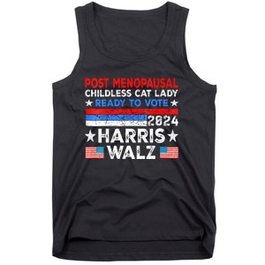 Postmenopausal Childless Cat Lady Ready To Vote Kamala Tank Top