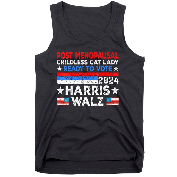 Postmenopausal Childless Cat Lady Ready To Vote Kamala Tank Top