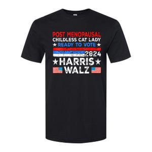 Postmenopausal Childless Cat Lady Ready To Vote Kamala Softstyle CVC T-Shirt